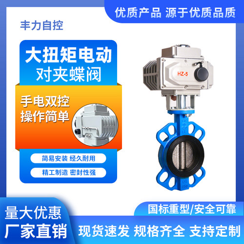 电动对夹式蝶阀D971X-16Q软密封四氟304不锈钢球墨铸铁220V调节阀