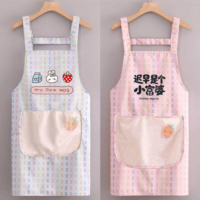 时尚夏季透气帆布围裙薄款家用做饭厨房防污耐磨围腰工作服UUU