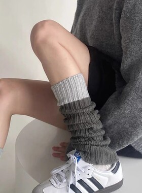 灰色堆堆袜套女款秋冬腿套保暖护腿jk中筒袜子y2k小腿p