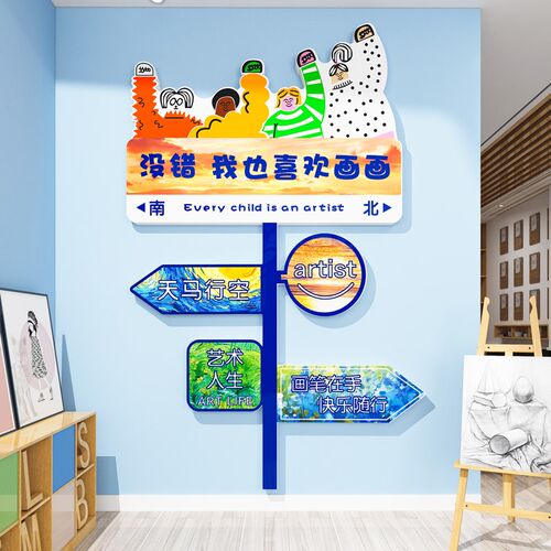 画室布置美术教室饰画辅导培训构班级幼儿园环创