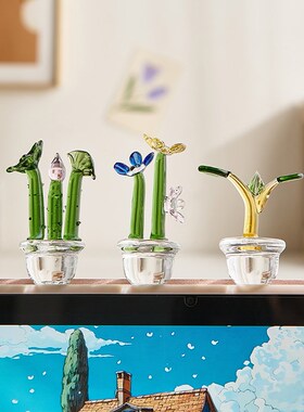 创意淄博琉璃仙掌小办公室趴趴电脑显示器工位氛围装饰