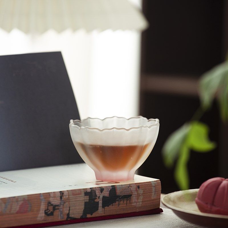 叶屿 水晶莲盏杯粉瓣彩色创意茶杯品茗杯耐热杯