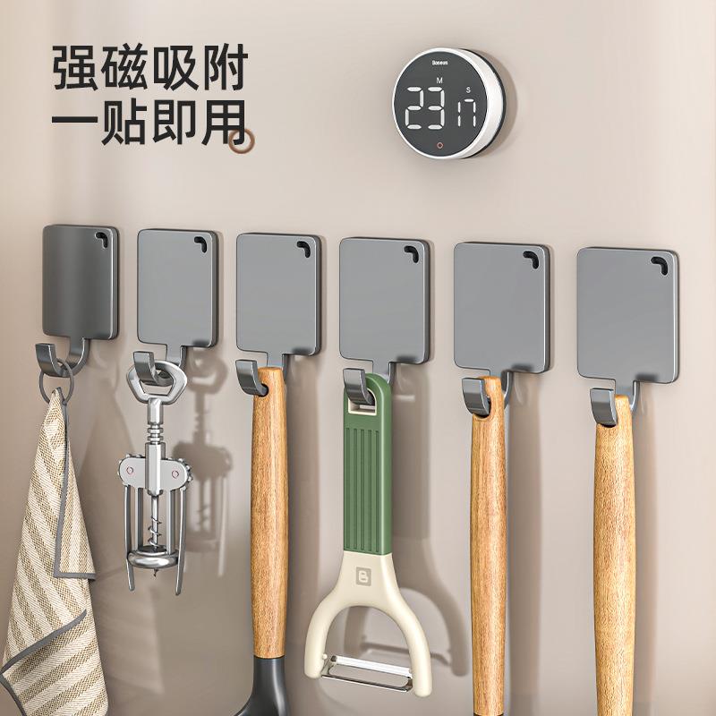 磁吸毛巾架单杆卫生间厨房放抹布擦布挂杆磁铁配件免打孔收纳架子图片