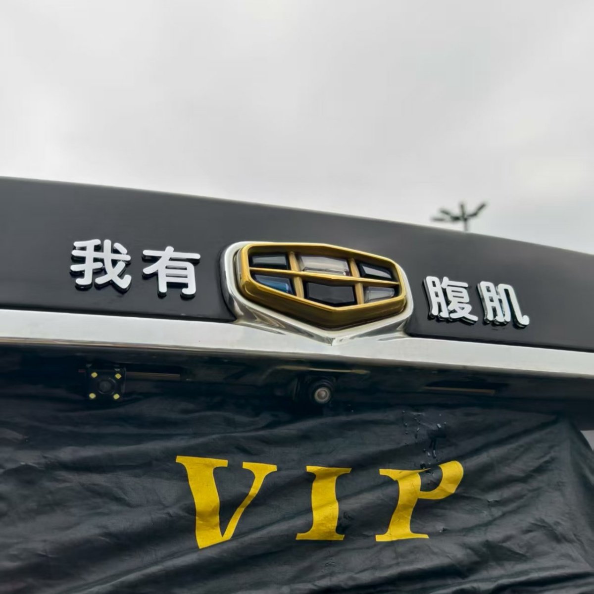 小姐姐我有吉利腹肌汽车贴3D立体创意搞笑文字车标贴ABS原车材质