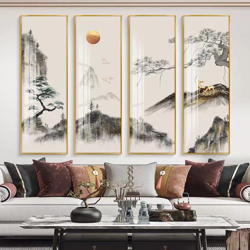 客厅沙发背景墙饰画新包间水墨画挂画茶室书房壁画