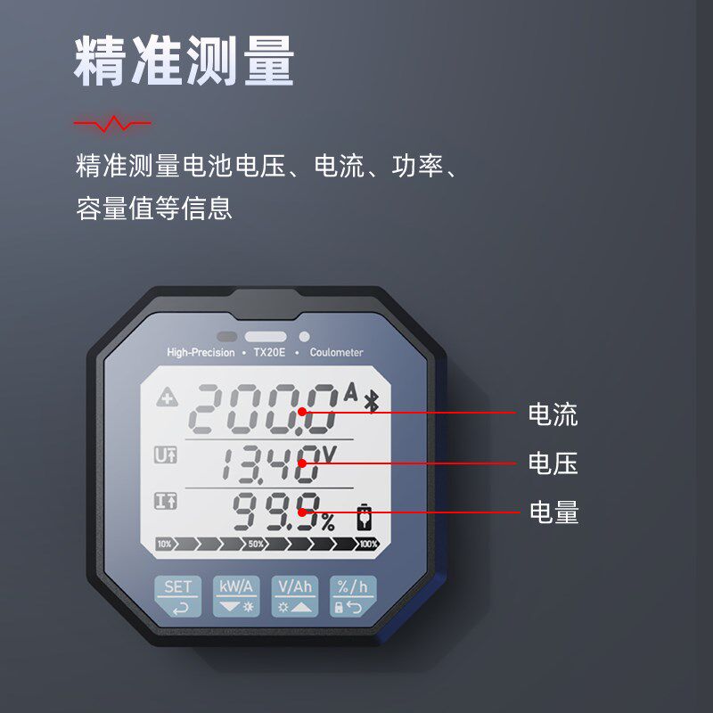 库仑计电动车房车库伦计电量显示器表电池容量检测仪