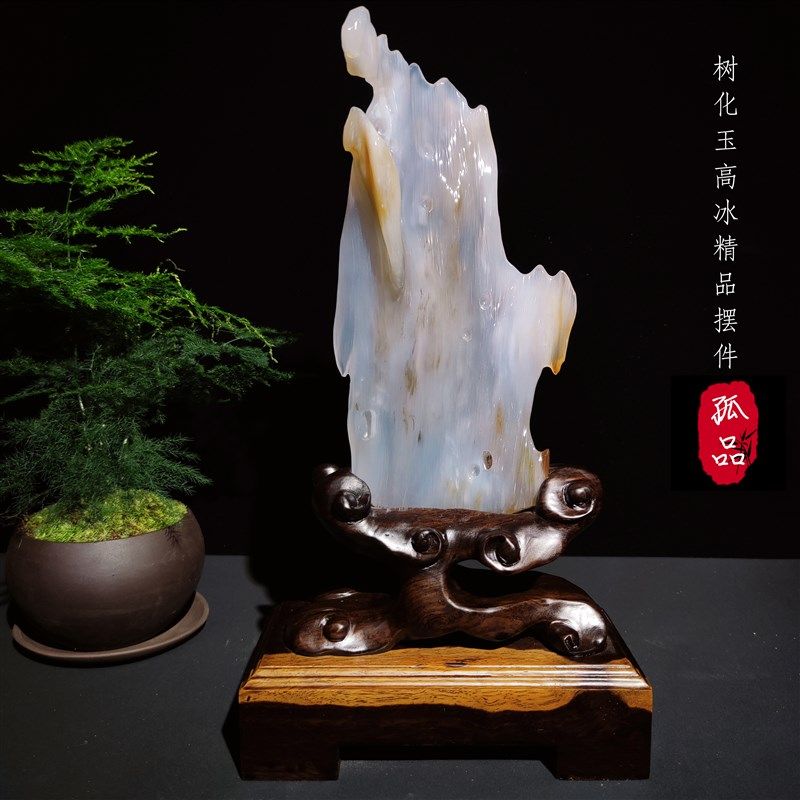缅甸冰种木化石天然玉石树化玉硅化木饰乔迁博古架收藏