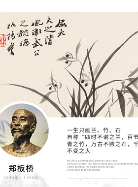 饰画郑板桥画复制画新卧室沙发客厅背景墙玄挂画