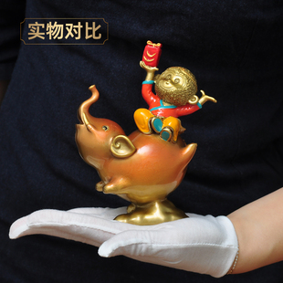 彩铜拜相封侯卡通大象猴子创意爱摆设家居客厅电视柜装饰品