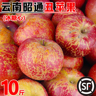 云南昭通市丑苹果水果新鲜整箱当季10斤富士糖心苹果红露绍通包邮