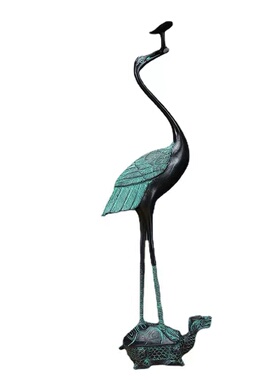 青铜器仿古铜鹤仙鹤灵芝鹤龟鹤延年工艺品礼品玄关装饰品