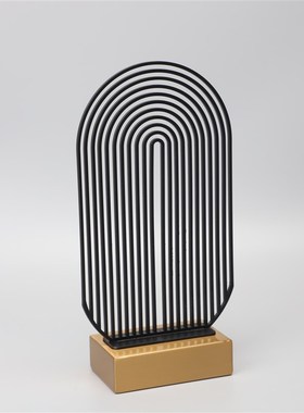 现代金属黑色屏风样板房售楼部卧室书房客厅桌面玄关饰品