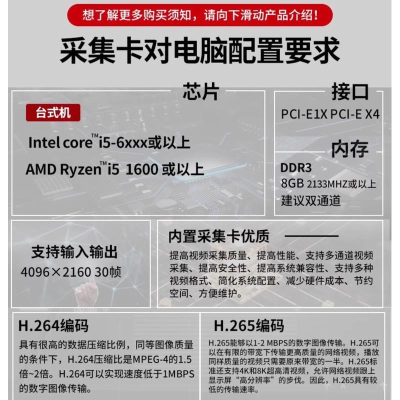 天创恒达采集卡TC-410N4HDMI内置采集卡四路4K高清视频采集卡录