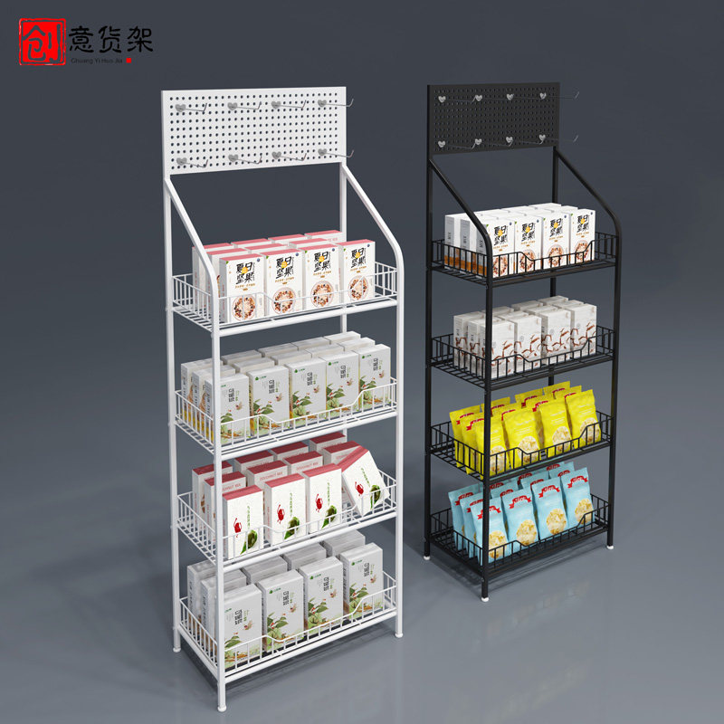 超市矿泉水饮料架展示架零食小货架便利店陈列收银商用
