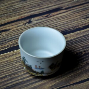 汝窑杯手绘单杯养片粗陶品茗杯功夫茶杯汝瓷茶具茶盏