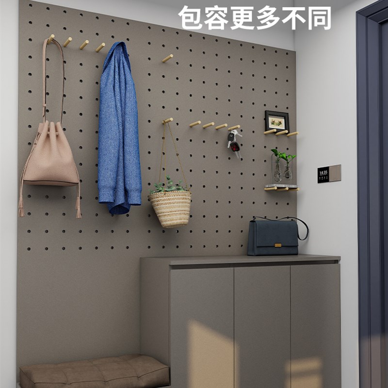 木 灰色洞洞板工具挂板  墙上木质壁挂钉板