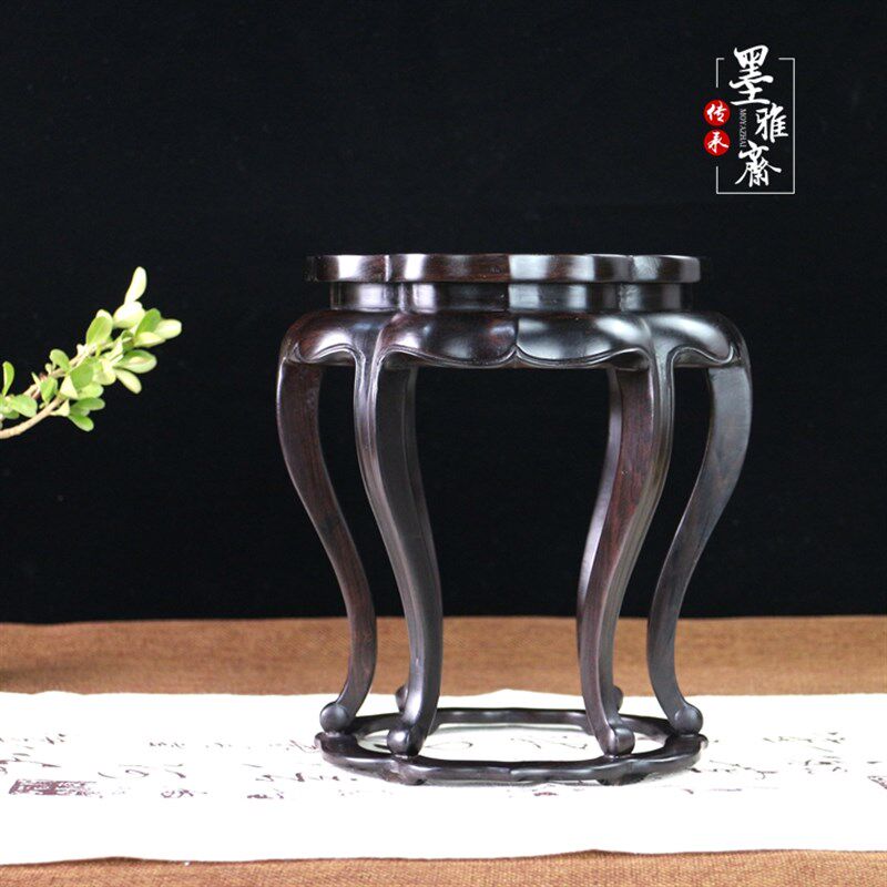 文玩盆景小架紫光檀玉器瓶底座红木展示架