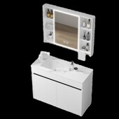 小户型浴室柜岩板陶瓷一体洗漱台窄边洗手盆柜落地洗脸池面盆