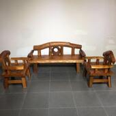 原生态实木沙发三长椅单客厅小户经济型香樟木做旧家具