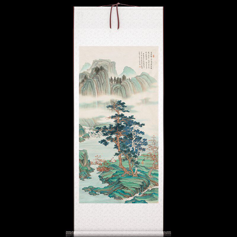 任重观瀑图客厅中堂挂画玄关茶室山水风景装饰画