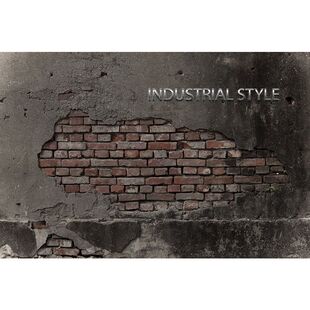 破旧破损水泥红砖装饰壁画个性烧烤店火锅店墙立体工业风墙画