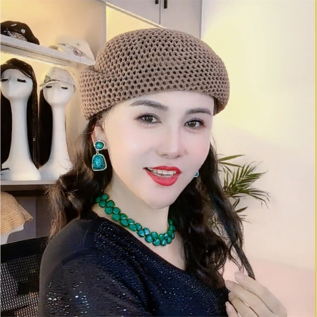 夏季镂空串花空姐帽女帽时尚韩版女士个性甜美优雅贝雷帽网红帽子