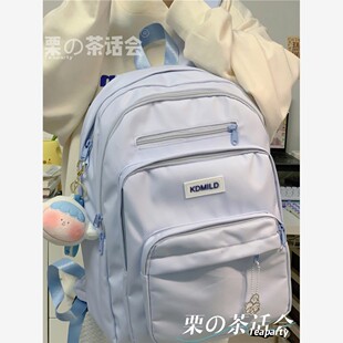 国家地理茶话会简约百搭ins双肩包女 大容量高中学生初中生书包电