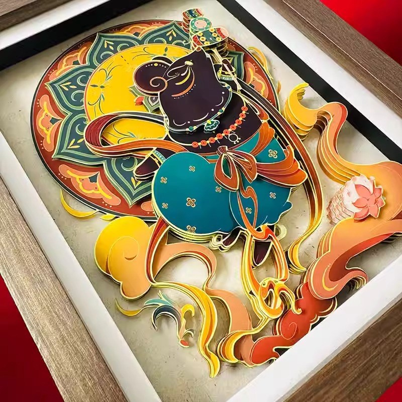 十二生肖鼠敦煌文创立体中空实木多尺寸手工艺品精致客厅桌面摆件