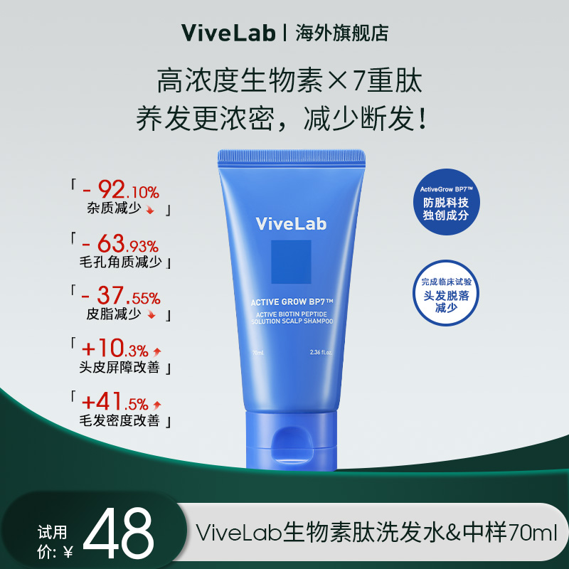 ViveLab生物素肽洗发控油防脱二合一洗发水中小样试用装70ml
