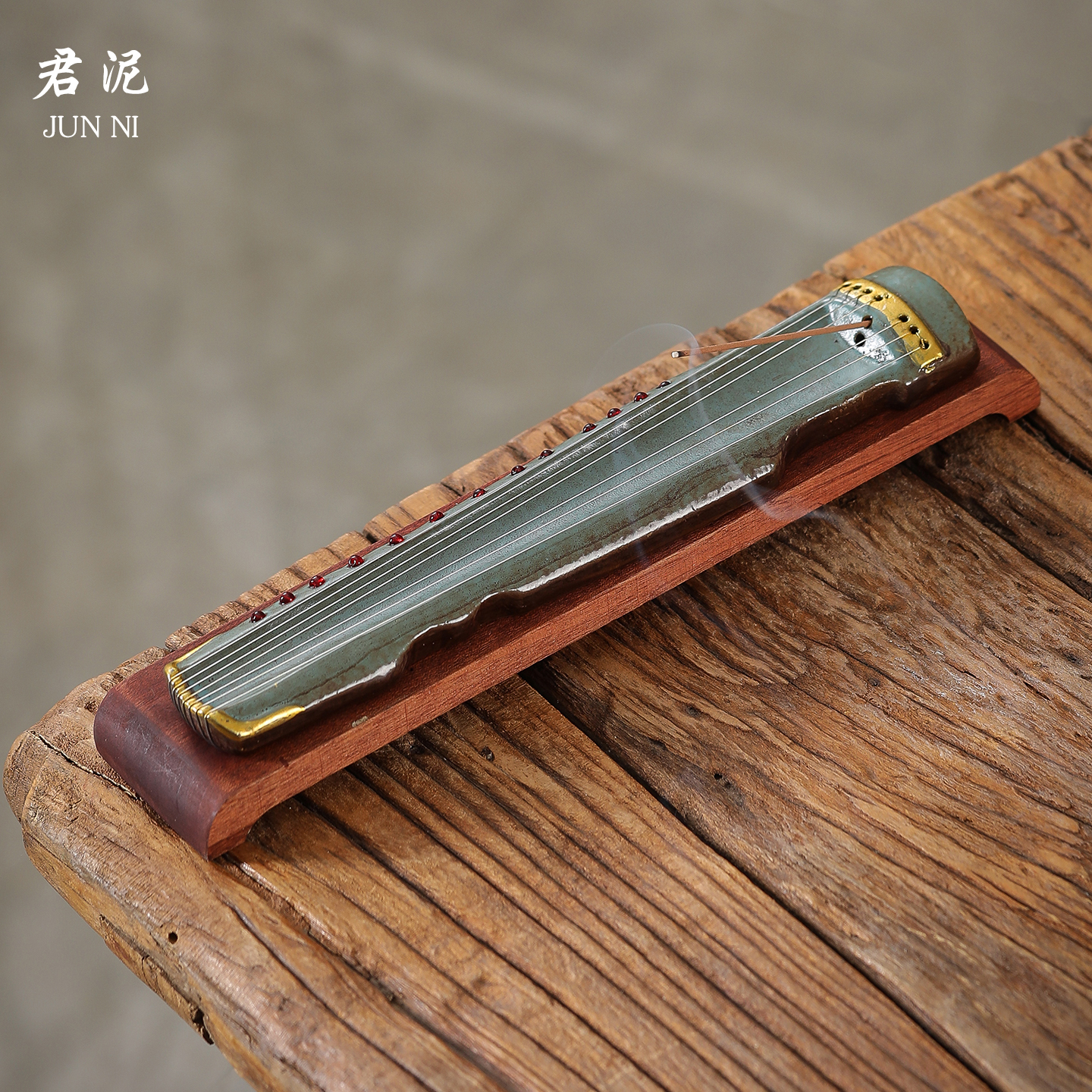 君泥创意陶瓷古琴线香插香炉家用室内熏香桌面摆件檀香沉香卧香插