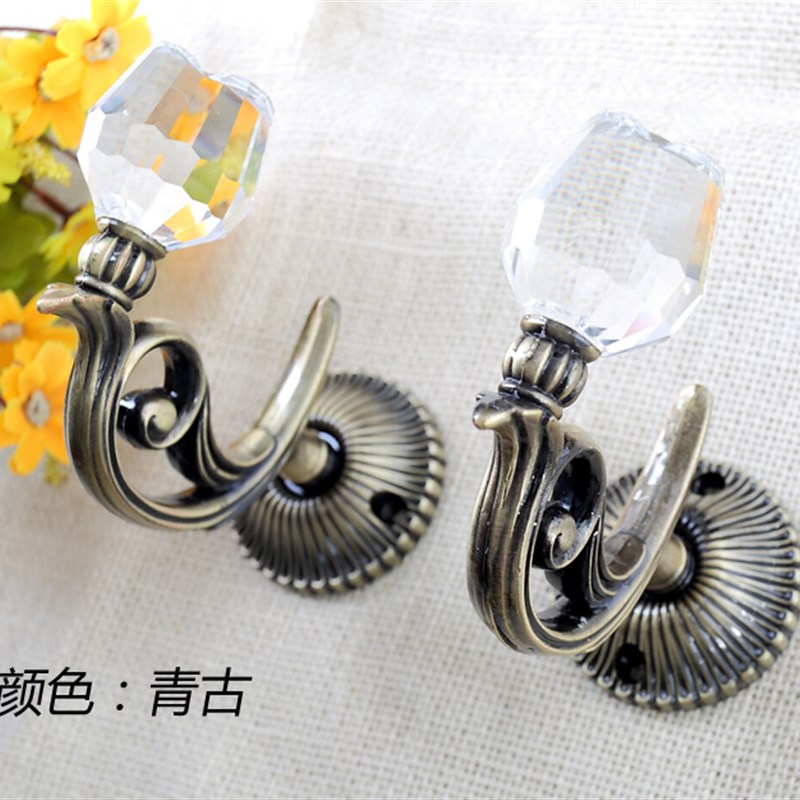 玫瑰水晶帘挂钩墙钩现代合金帘扣钩子帘钩