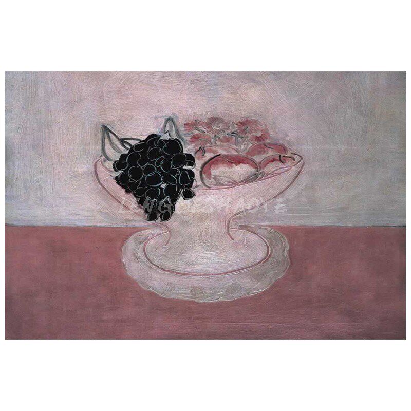 法式复古纯手绘油画水果静物中古风客厅玄关粉色装饰挂画