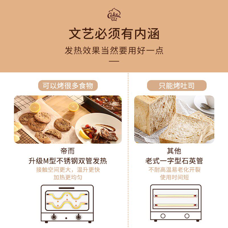 帝而复古风家庭迷你小烤箱小型独居电烤箱