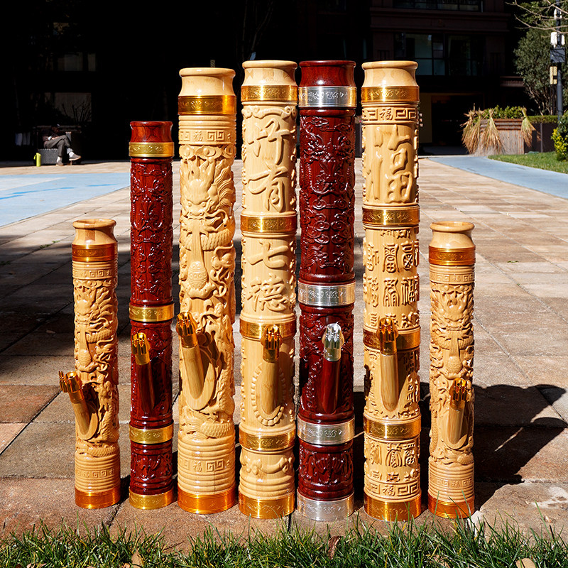 云贵川加厚竹子水烟筒雕龙雕福红花梨木水烟筒烟具整木大号水烟斗