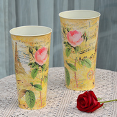 法式 大号复古铁艺盆干瓶器 田园乡村铁皮桶店装