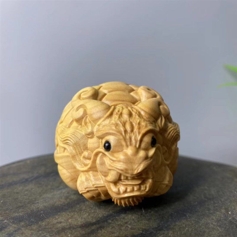 黄杨木雕龙龟文玩小雕刻工艺品礼品家居小饰品神兽实木