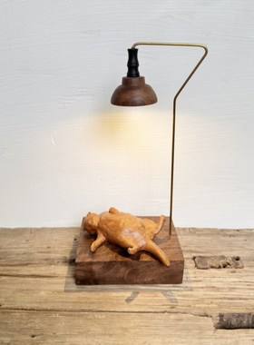 木雕小猫咪木质家居店内装饰品创意礼品奶油风