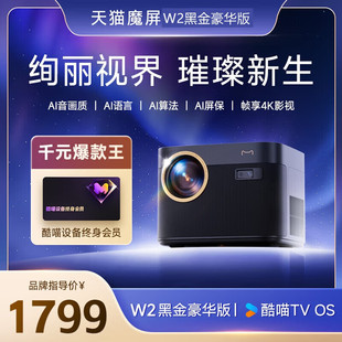 天猫魔屏2025年新款W2酒店民宿公寓足浴家用礼品超高清AI投影仪送终身会员 黑金豪华版W2(带终身会员)