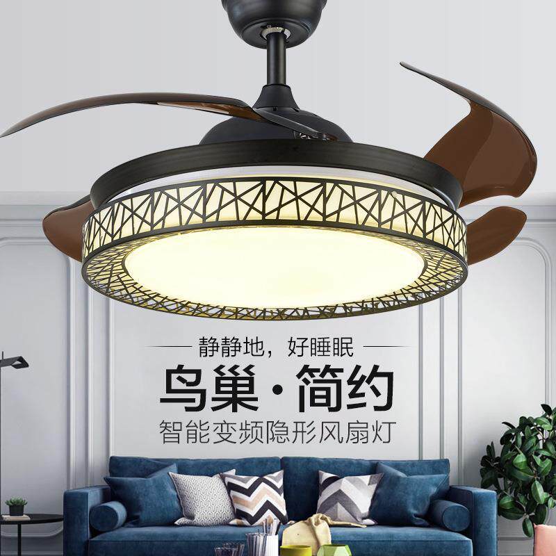 隐形吊扇灯 卧室客厅风扇灯餐厅书房LED现代简约家用跨境现代鸟巢