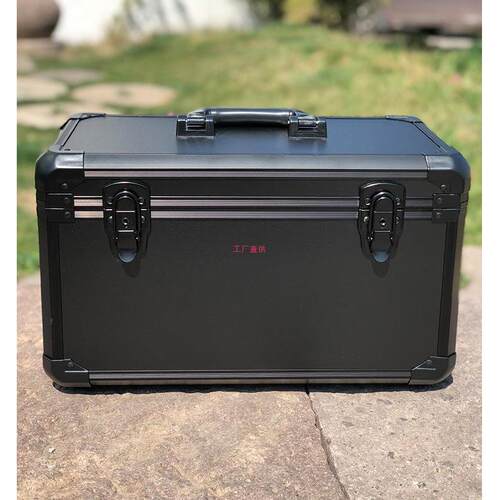 大中号黑色铝合金多功能手提仪器箱 航模双控工具箱配隔板海绵