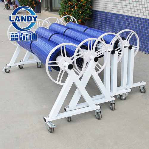 白色转盘卷轴器盖膜收卷机盖布收放机承重强pool cover roller