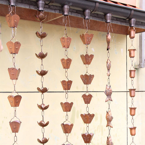 捷思雨链厂家直销别墅雨水链屋檐排水金属户外花园风装饰铜铝合金