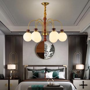 奶油风高端房间书房中古风护眼法式 实木卧室主灯玻璃客厅吊灯 美式