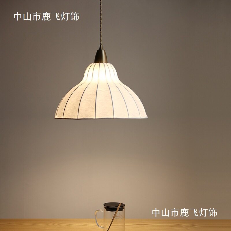 2022新款日式蚕丝吊灯餐厅酒店饭厅楼梯灯新中式禅意日式简易灯具