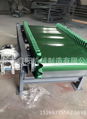 40kg腻子粉袋子码垛传送带 直行滚筒输送带 绿色裙边输送机