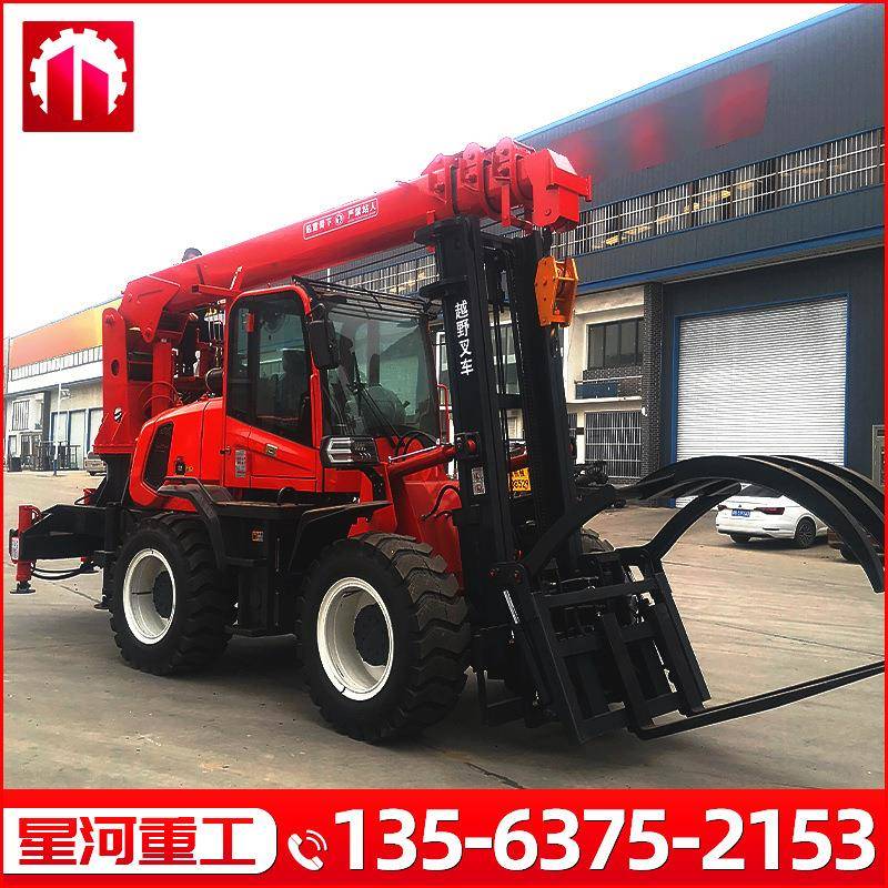 5吨叉车改装吊臂多用途四驱叉车尾吊四驱叉车加装液压伸缩吊臂