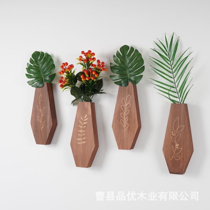 跨境现货木质墙壁花瓶收纳架室内干花置物架墙壁装饰客厅绿植花架