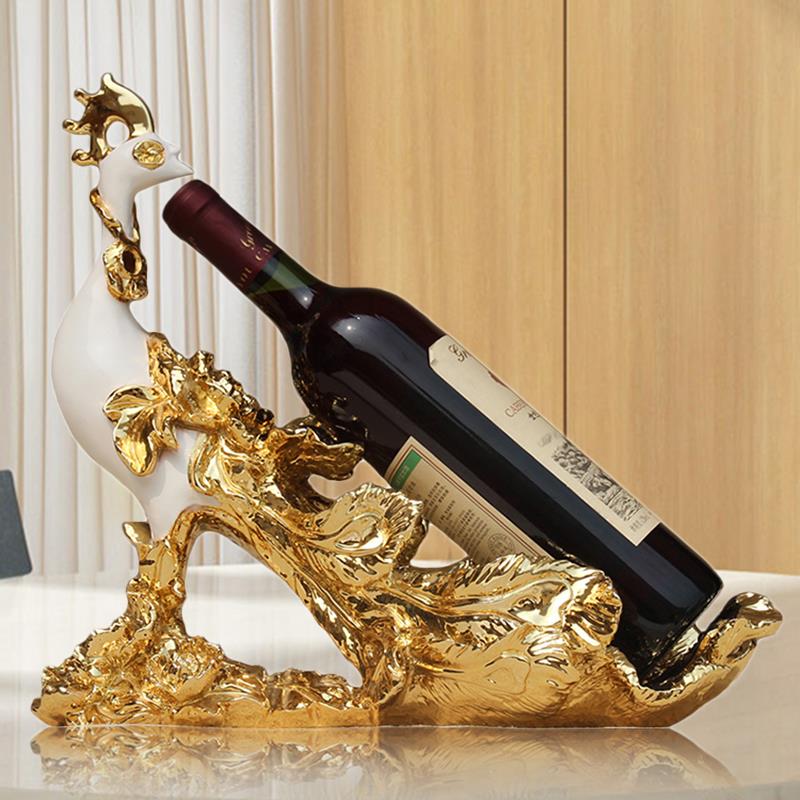北欧风客厅酒柜红酒架装饰品摆件奢华电镀工艺品家居装饰