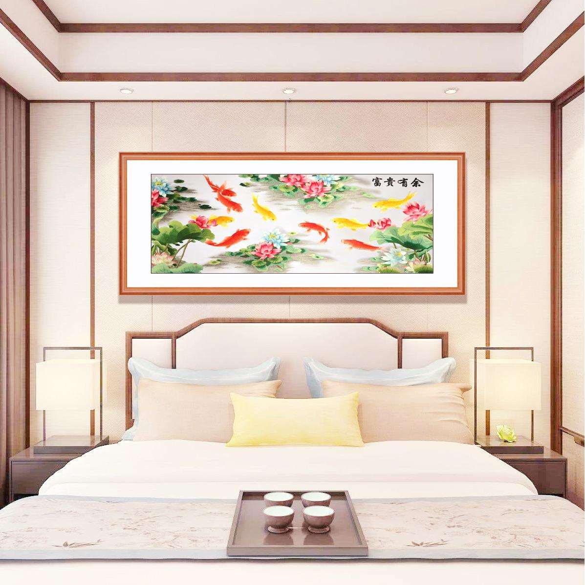 新中式风格牡丹刺绣装饰画挂画古典风富贵有余花开富贵