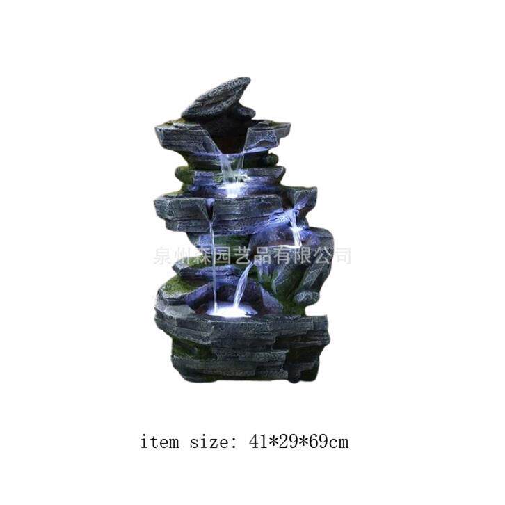 仿石头假山流水喷泉摆件客厅办公室户外花园庭院装饰水景树脂摆件